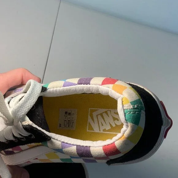 Vans Kids Sz 1 Off the Wall Checkerboard Multicolor Sneakers 721356 Skater Shoe - Picture 9 of 9